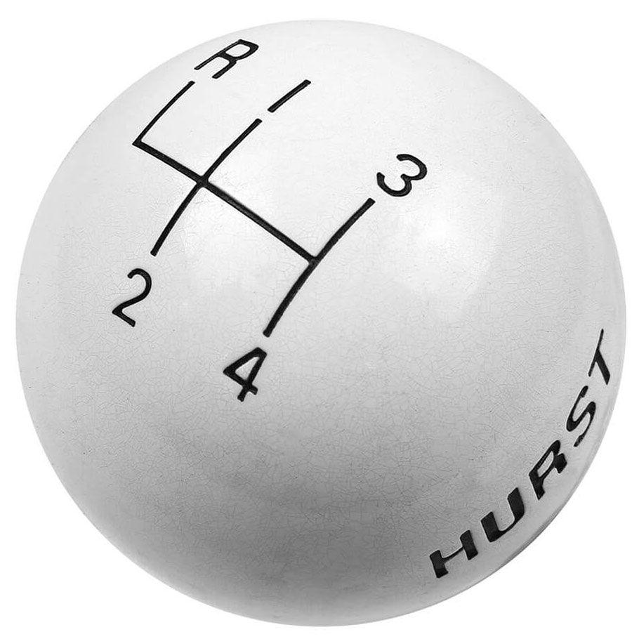 Hurst Shift Knob, Round, Plastic, White, 4-Speed Pattern, Manual Transmission, Each (HU1637626)