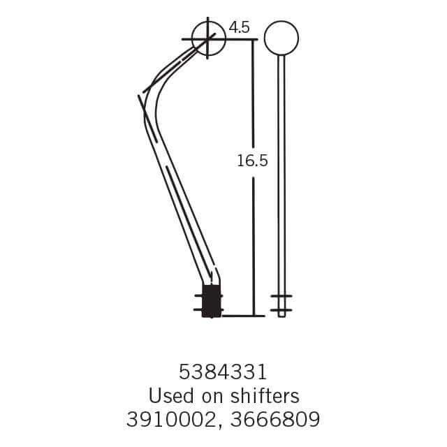 Hurst Replacement Shifter Stick, Steel, Chrome, 16.50 in. Long, 3/8 in.-16 Thread, Each (HU5384331)