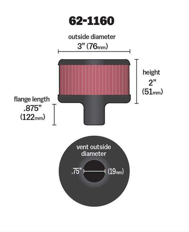 K&N Push-In Vent Filter 3" OD x 2" H (KN62-1160)