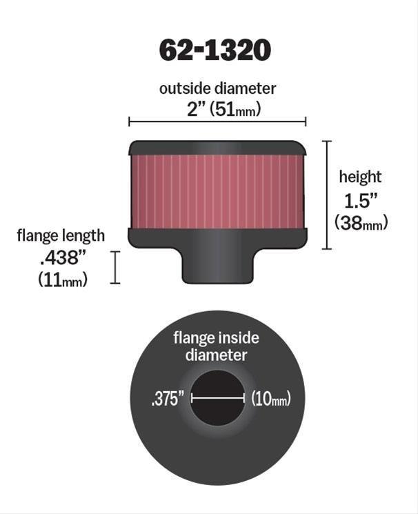 K&N Clamp-On Vent Filter 2 OD x 1-1/2 H (KN62-1320)