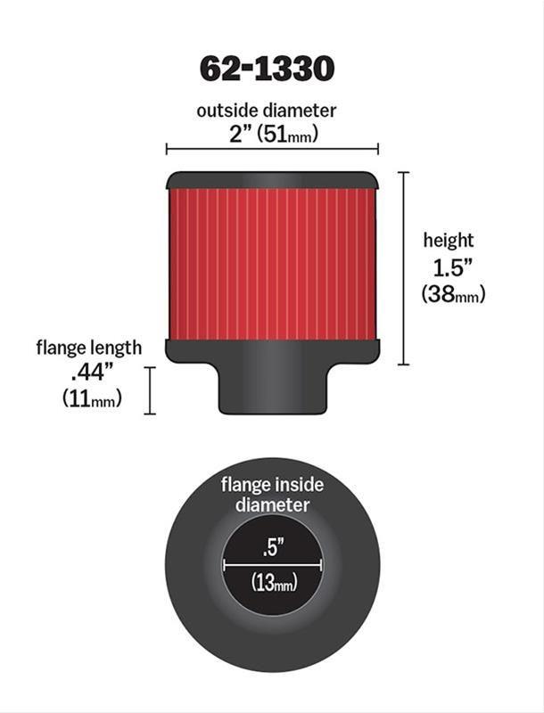 K&N Clamp-On Vent Filter 2 OD x 1-1/2 H (KN62-1330)