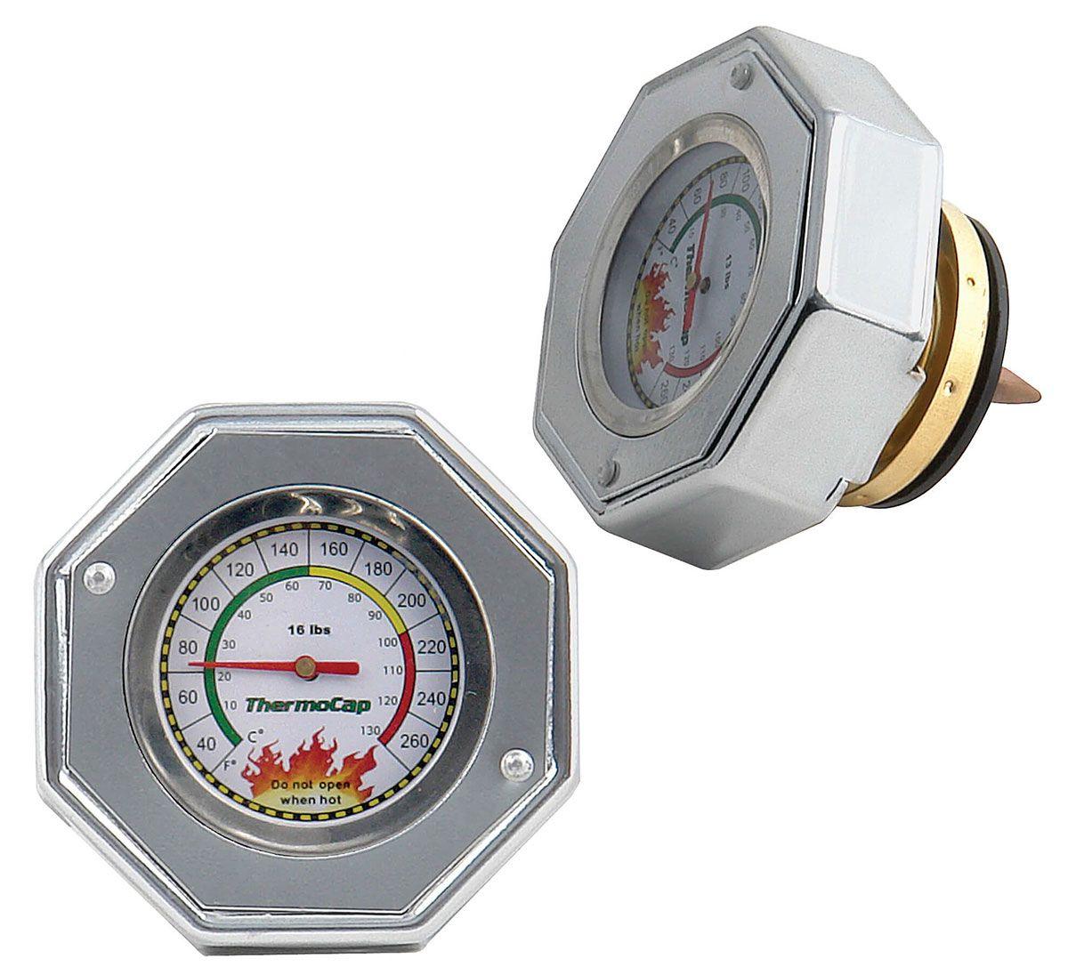 MRG Mr Gasket 16psi Large Radiator Cap with Built-In Thermometer (MG2471S) MG2471S