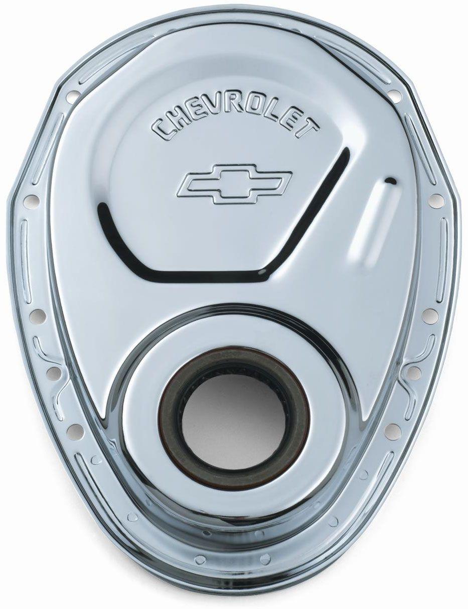 Proform Stamped Steel Timing Cover Chrome with Bowtie Logo (PR141-215) PR141-215