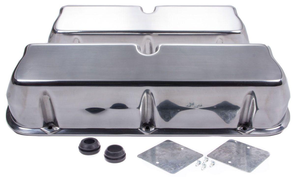 RPC Aluminium "Tall" Valve Covers (Baffled) without Breather Hole, Plain Polished Finish (RPCR6170) RPCR6170