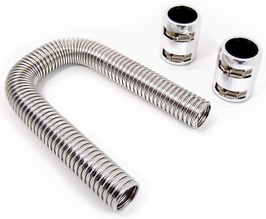 RPC Stainless Steel Radiator Hose Kit, 12" Hose Length with Chrome End Caps (RPCR7302) RPCR7302