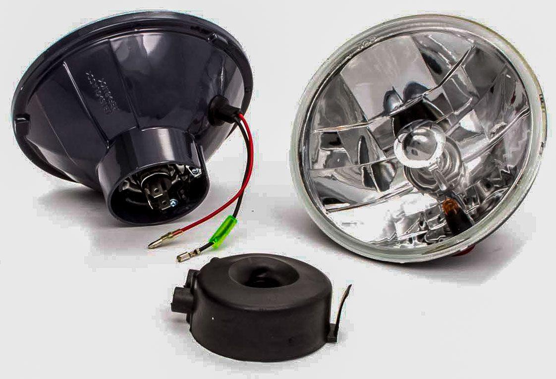 RPC Round Replacement Head Light with Bulb 7", Tri-Bar with Blue Dot (RPCR7405)