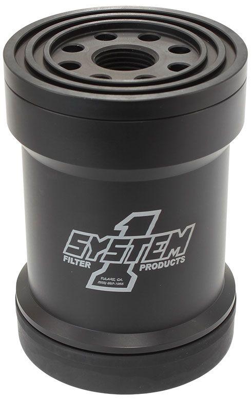 System 1 Long HP6 Billet Oil Filter 75 Micron, 1-1/2-12" 5-1/4 Long, Buna (SY210-005-7) SY210-005-7