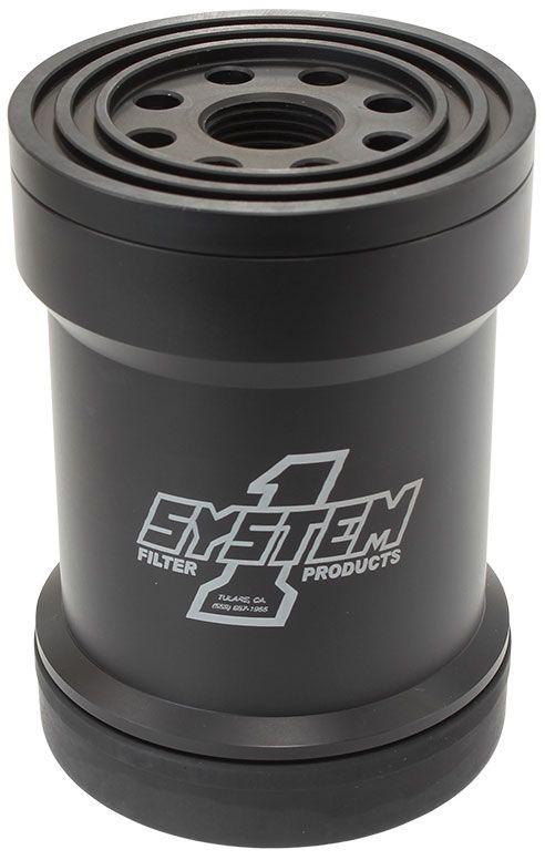 System 1 Long HP6 Billet Oil Filter 45 Micron, 1-1/2-12" 5-1/4 Long, Buna (SY210-005) SY210-005