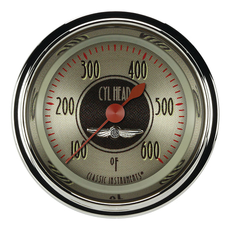 Classic Instruments All American Nickel 2 1/8" Cylinder Head Temp. Gauge - AN197SHC