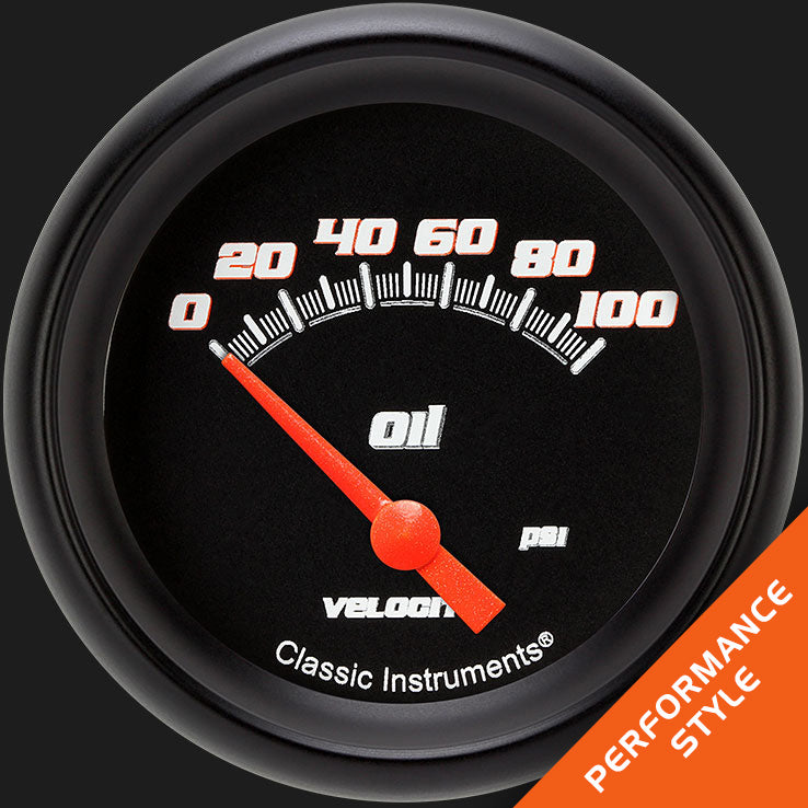 Classic Instruments Velocity Black 2 5/8" Oil Pressure Gauge - VS281BBPF