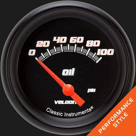 Classic Instruments Velocity Black 2 5/8" Oil Pressure Gauge - VS281BBPF