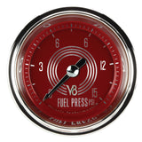 Classic Instruments V8 Red Steelie 2-1/8" Fuel Pressure Gauge (15 PSI) - V8RS145SHC