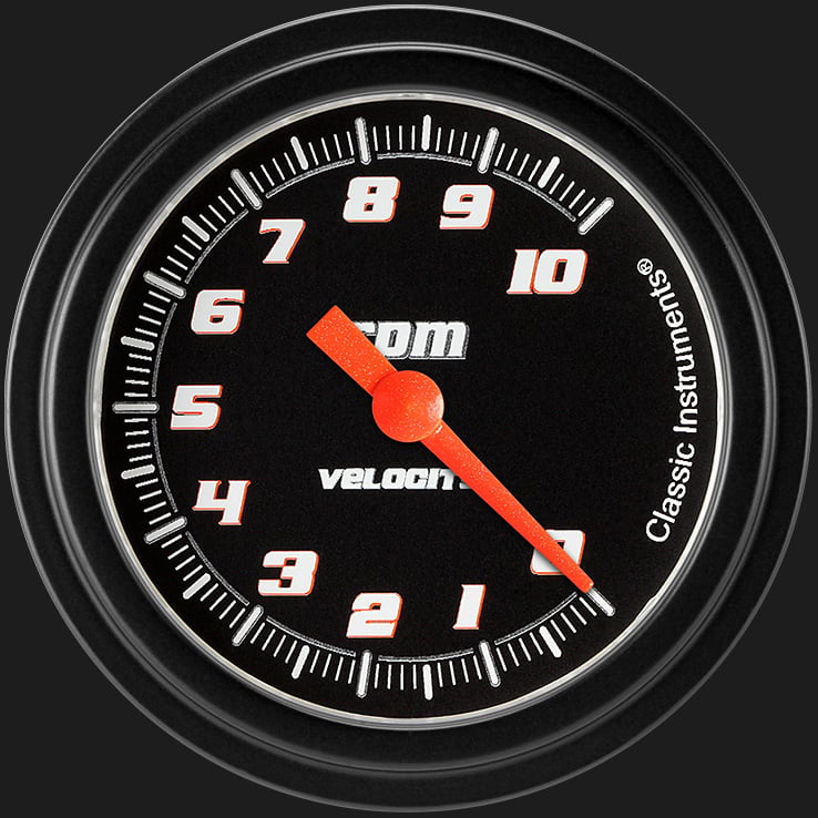 Classic Instruments Velocity Black 2 5/8" Tachometer - VS383BBLF