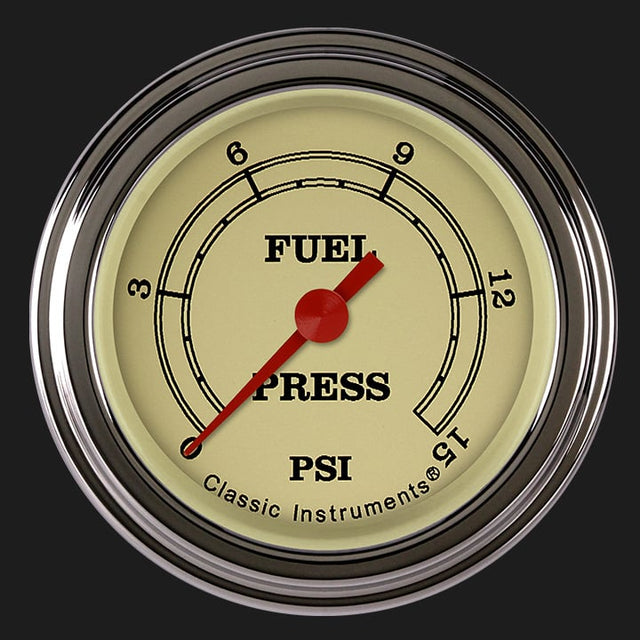 Classic Instruments Vintage 2 1/8" Fuel Pressure Gauge, 15 psi - VT145SLF