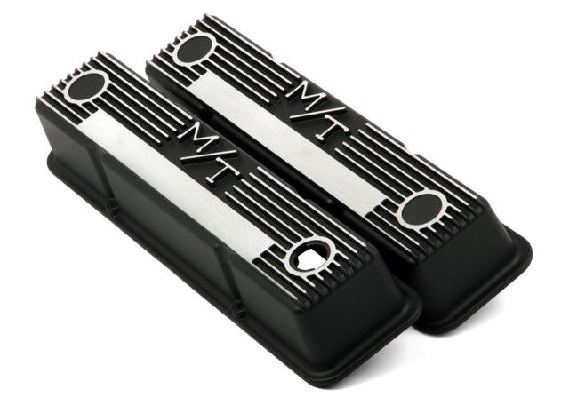 Holley 241-83 M/T Valve Covers - Vintage Style - Finned - SBC - Satin Black
