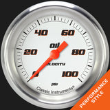 Classic Instruments Velocity White 2 5/8" Oil Pressure Gauge - VS381WAPF