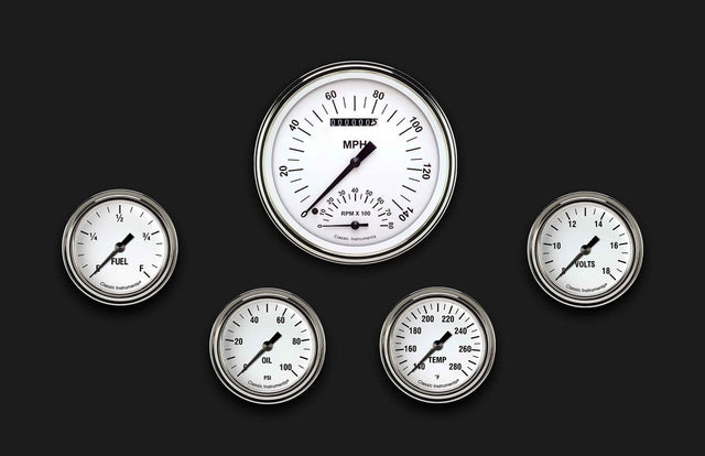 Classic Instruments White Hot Five Gauge Set 365 - WH365SLF