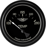 Classic Instruments Moal Bomber 2 5/8" Short Sweep Water Temperature Gauge - MA226BLF-02