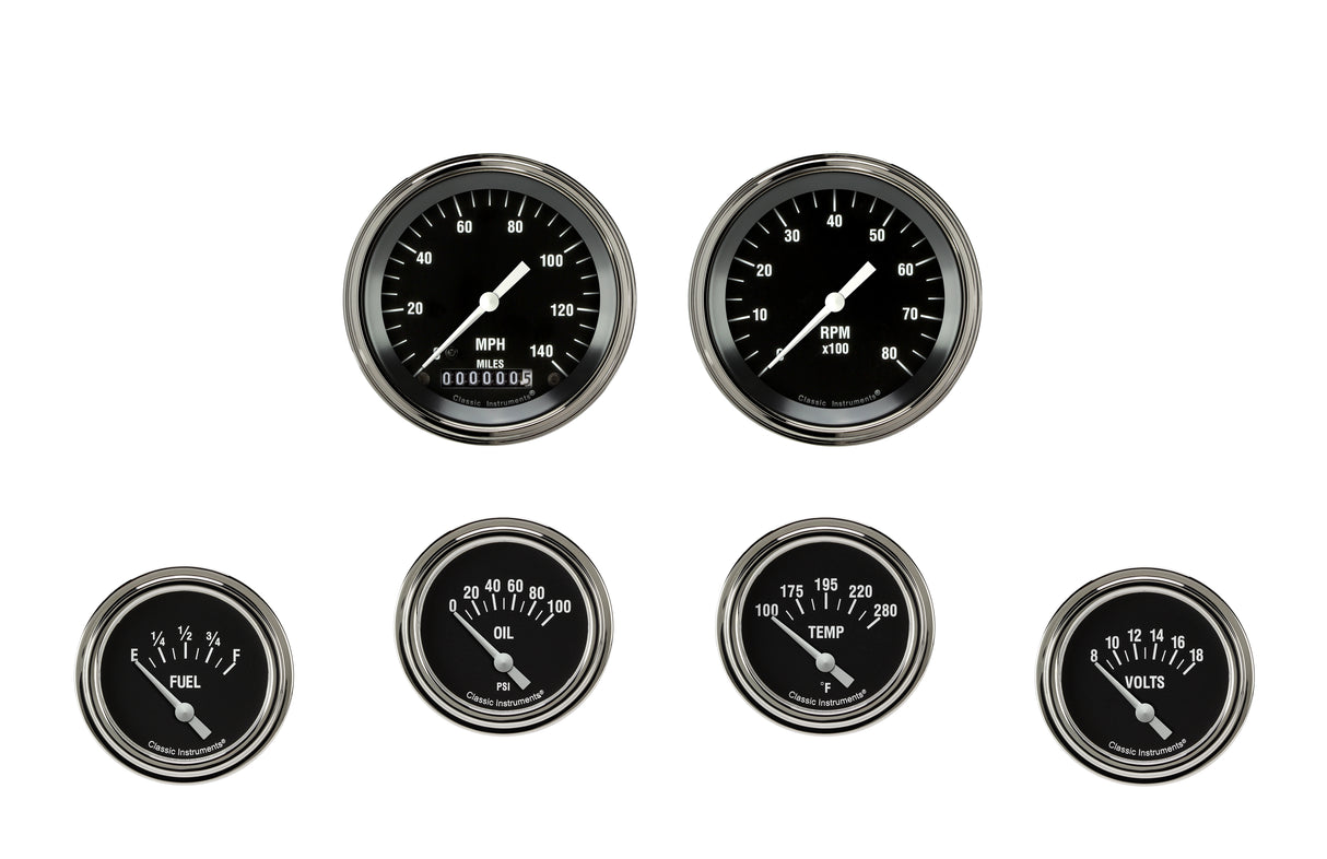 Classic Instruments Hot Rod Six Gauge Set 201 - HR201SLF
