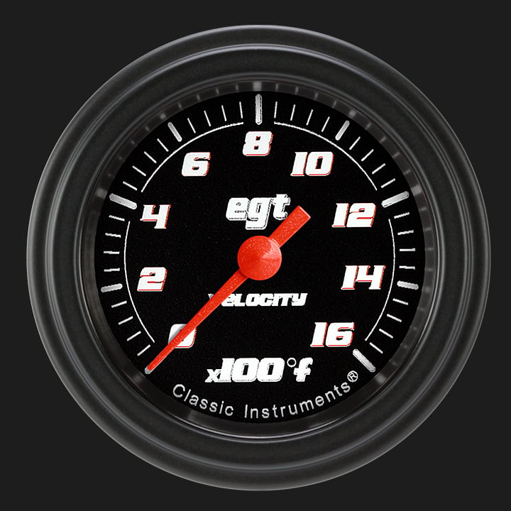 Classic Instruments Velocity Black 2 1/8" Exhaust Gas Temp. Gauge - VS198BBLF