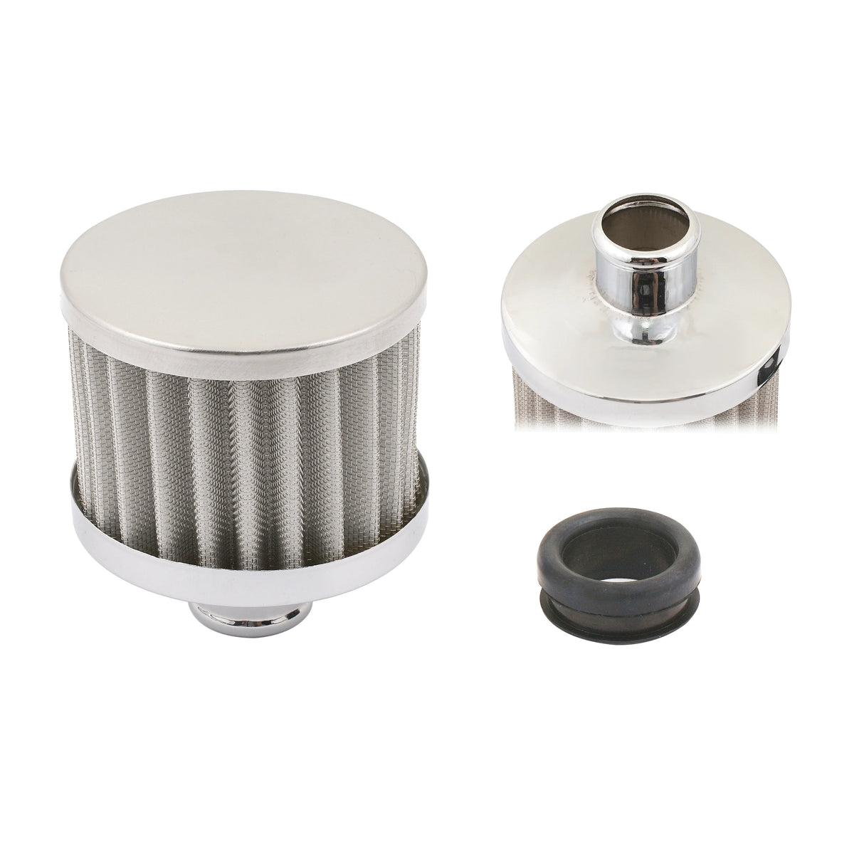 Mr Gasket Chrome Valve Cover Breather - Push On Style - 2049G