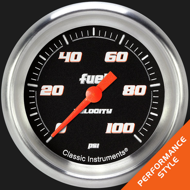 Classic Instruments Velocity Black 2 5/8" Fuel Pressure Gauge, 100 psi - VS346BAPF