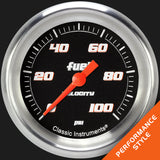 Classic Instruments Velocity Black 2 5/8" Fuel Pressure Gauge, 100 psi - VS346BAPF