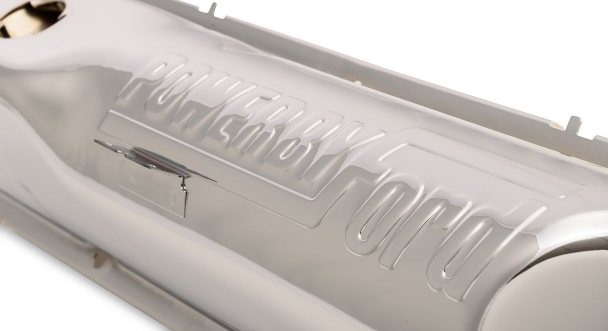 Scott Drake "Powered by Ford" Chrome Valve Covers - C6OZ-6A582-C