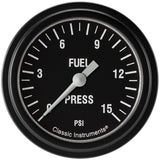 Classic Instruments Hot Rod 2-5/8" Fuel Pressure Electric Gauge (15 PSI) - HR345BLF