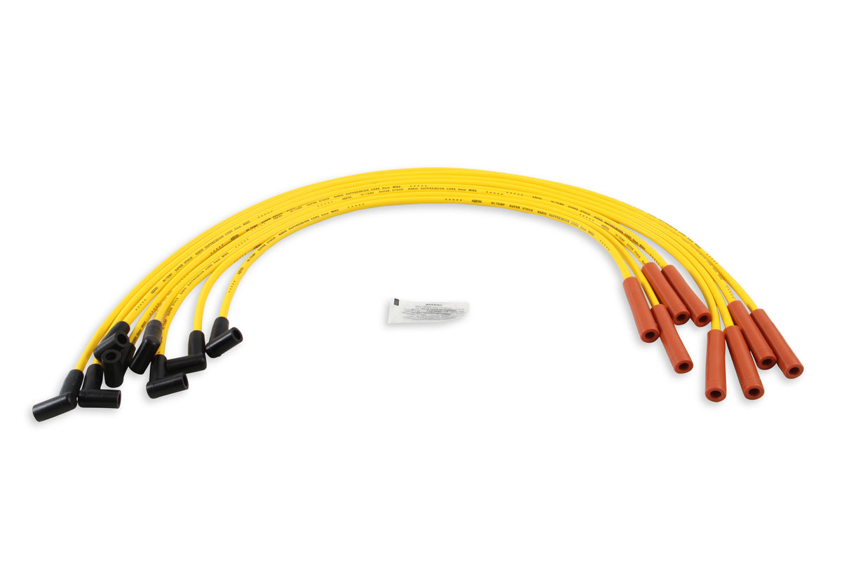 ACCEL Spark Plug Wire Set - Super Stock Graphite Core 8mm - GM V8 1975-90 - Yellow - 4053