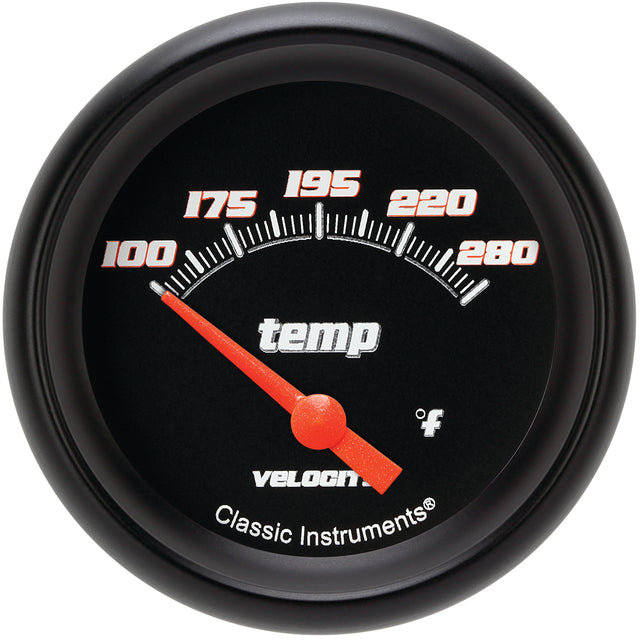 Classic Instruments Velocity Black 2-5/8" Short Sweep Water Temp Gauge - VS226BBPF-02