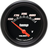 Classic Instruments Velocity Black 2-5/8" Short Sweep Water Temp Gauge - VS226BBPF-04