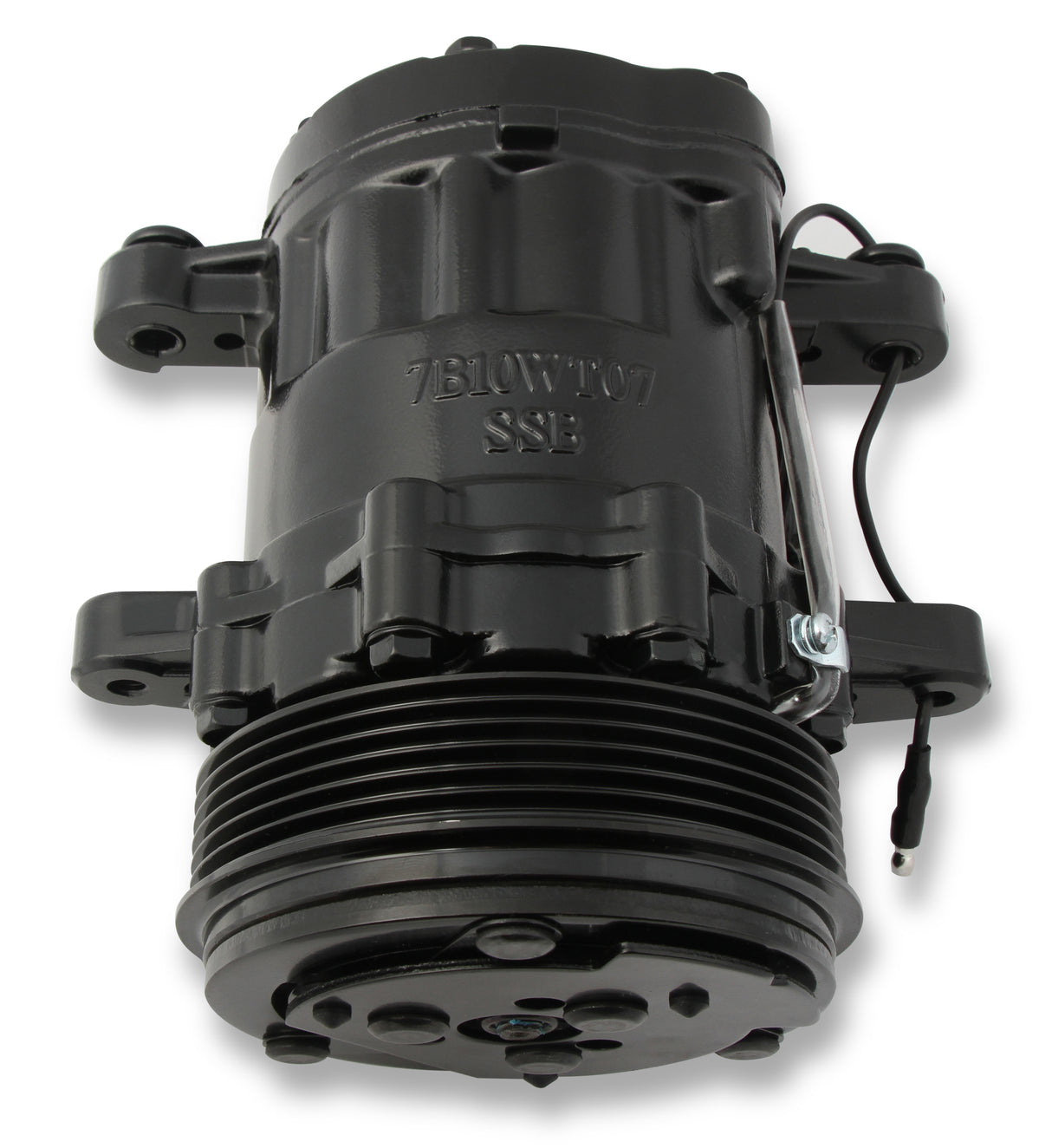 Holley 20-160BK Low-Mount LS Drive System (A/C) w/ Sanden SD7 Compressor - Passenger's Side- Black Finish