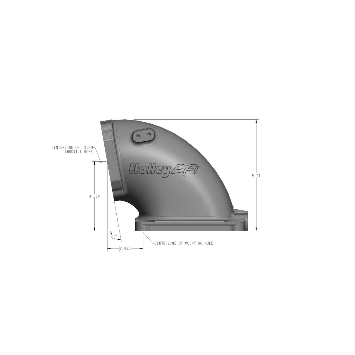 Holley 300-248BK Black Cast Aluminum 4500 EFI Throttle Body Intake Elbow-Ls