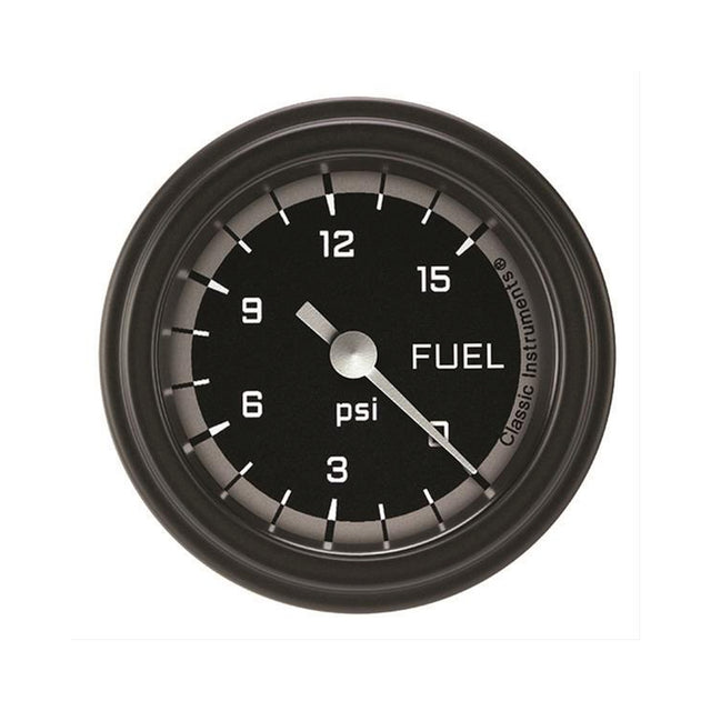 Classic Instruments Autocross Gray 2 1/8" Fuel Pressure Gauge, 15 psi - AX145GBLF