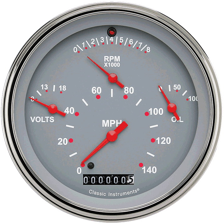 Classic Instruments Tetra Series, Gray Combination Gauge - TE40GSLF
