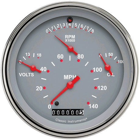 Classic Instruments Tetra Series, Gray Combination Gauge - TE40GSLF