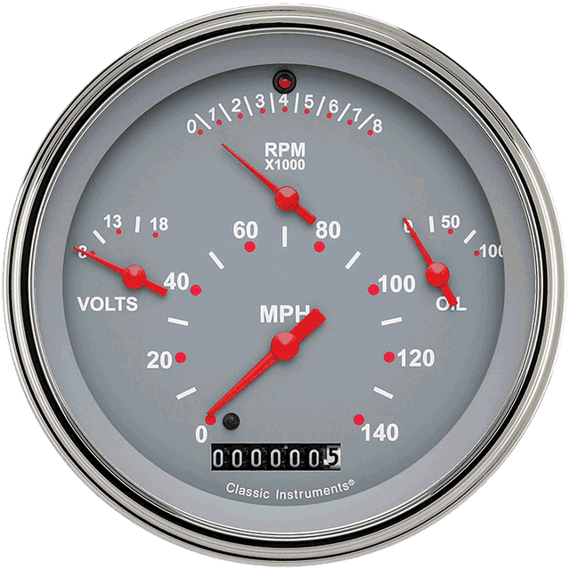 Classic Instruments Tetra Series, Gray Combination Gauge - TE40GSLF