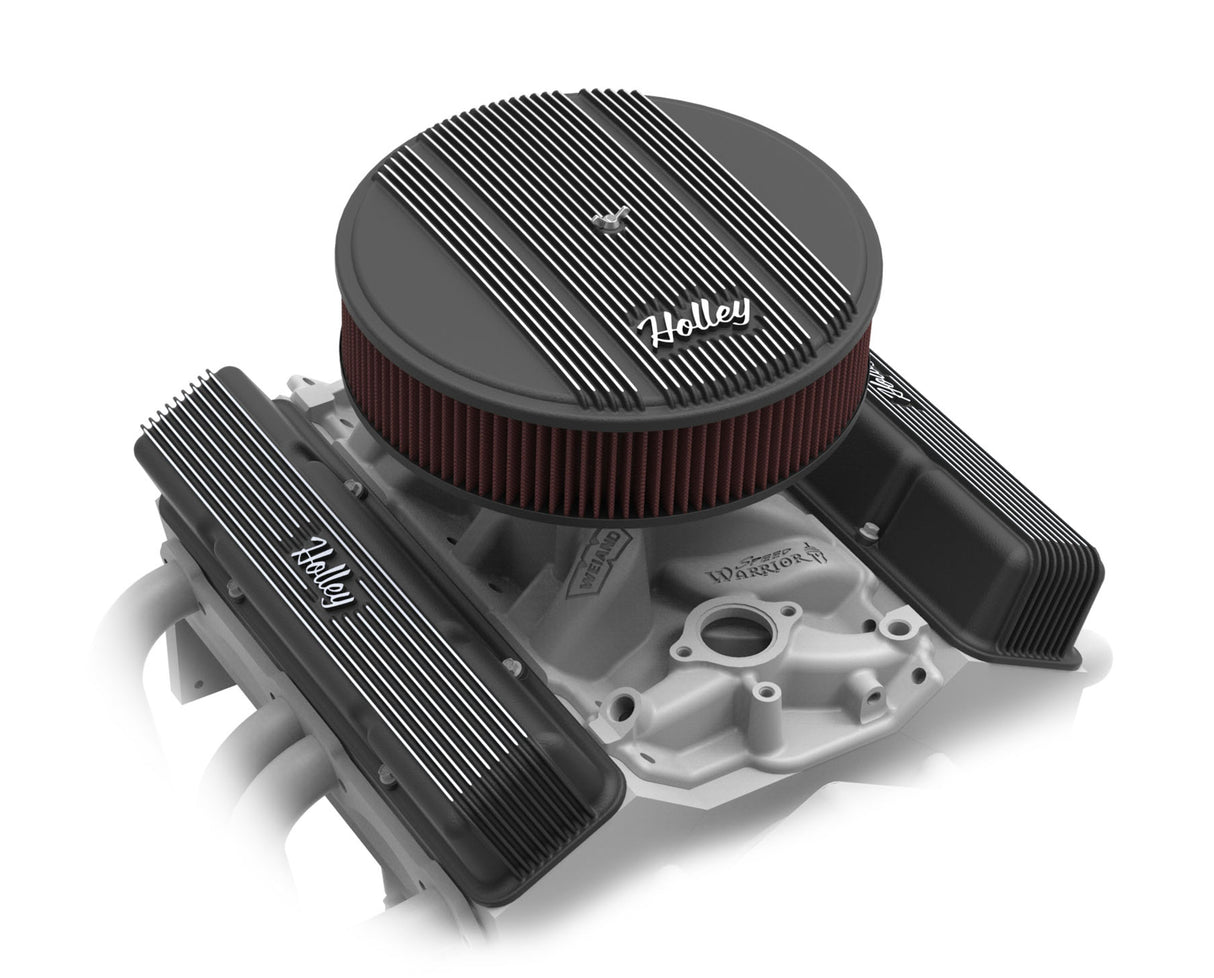 Holley 120-153 Finned Vintage Style Air Cleaner - 14" Diameter x 3" Tall - Round
