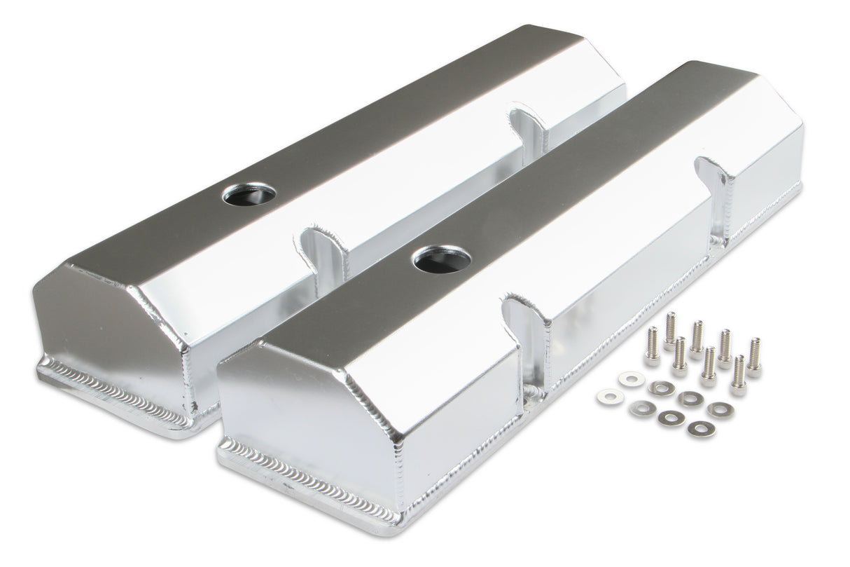 Mr Gasket Fabricated Aluminum Valve Covers - Silver Finish - 6817G