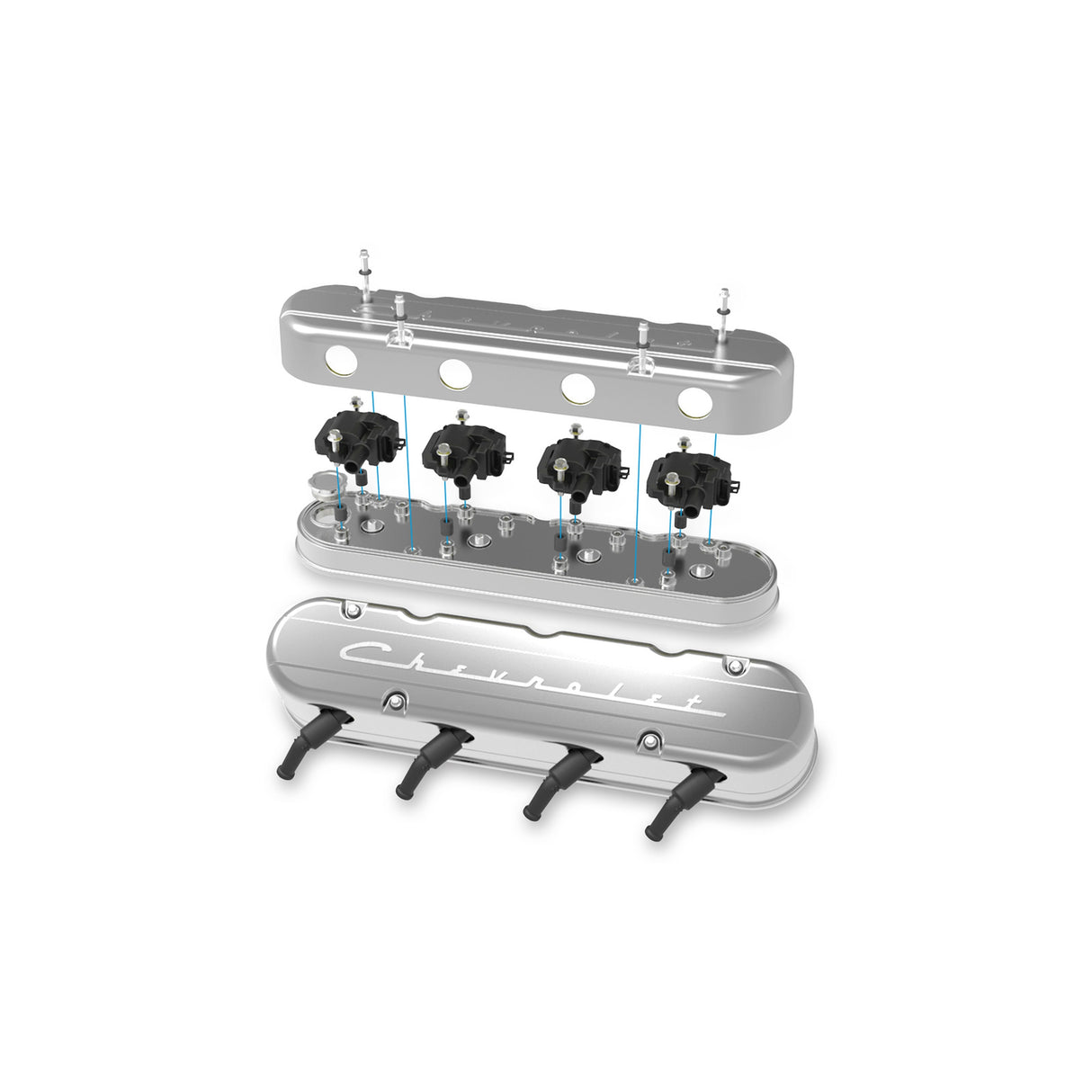 Holley 241-176 2-Piece "Chevrolet" Script Valve Cover - Gen III/IV LS - Polished