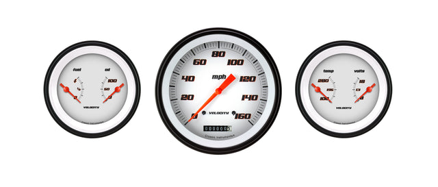 Classic Instruments Velocity White Three Gauge Set - VS64WBLF