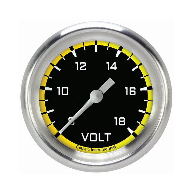 Classic Instruments Autocross Yellow 2 5/8" Voltage Gauge - AX330YAPF