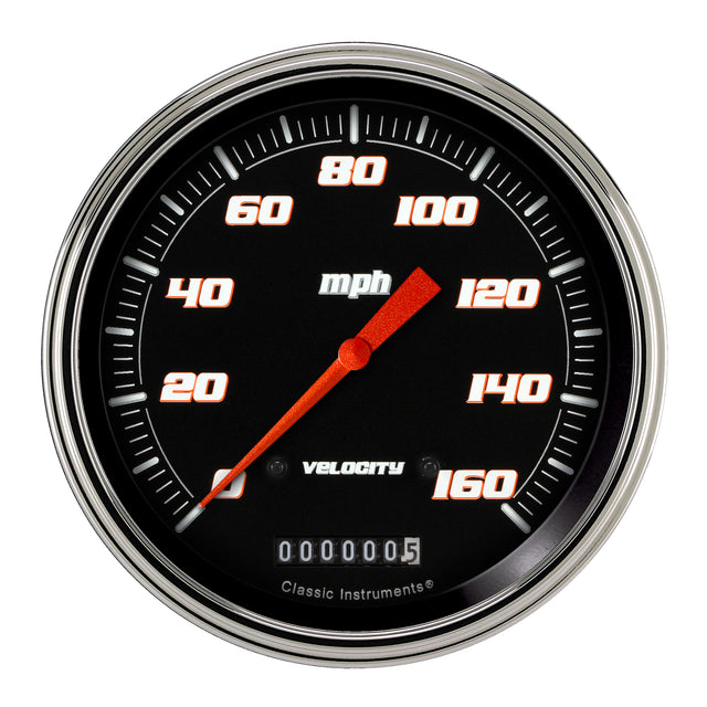 Classic Instruments VELOCITY BLACK 5IN SPEEDO 160MPH - VS56BSLC
