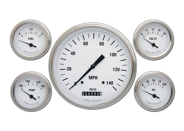 Classic Instruments WHITE HOT 5IN SPEEDO, 4 - 2IN FOTV-GM - WH54SLC