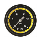 Classic Instruments Autocross Yellow 2-5/8" Fuel Pressure Gauge (15 PSI) - AX345YBLF