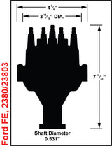 MSD Black, Ford FE Dual Sync Distributor - 23803