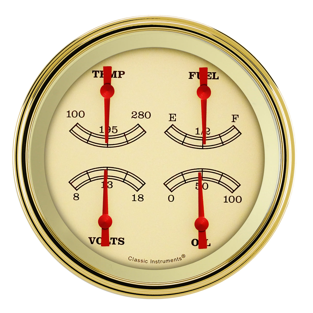 Classic Instruments Vintage 5" Quad Gauge (240-33 Ohm) - VT75GLF