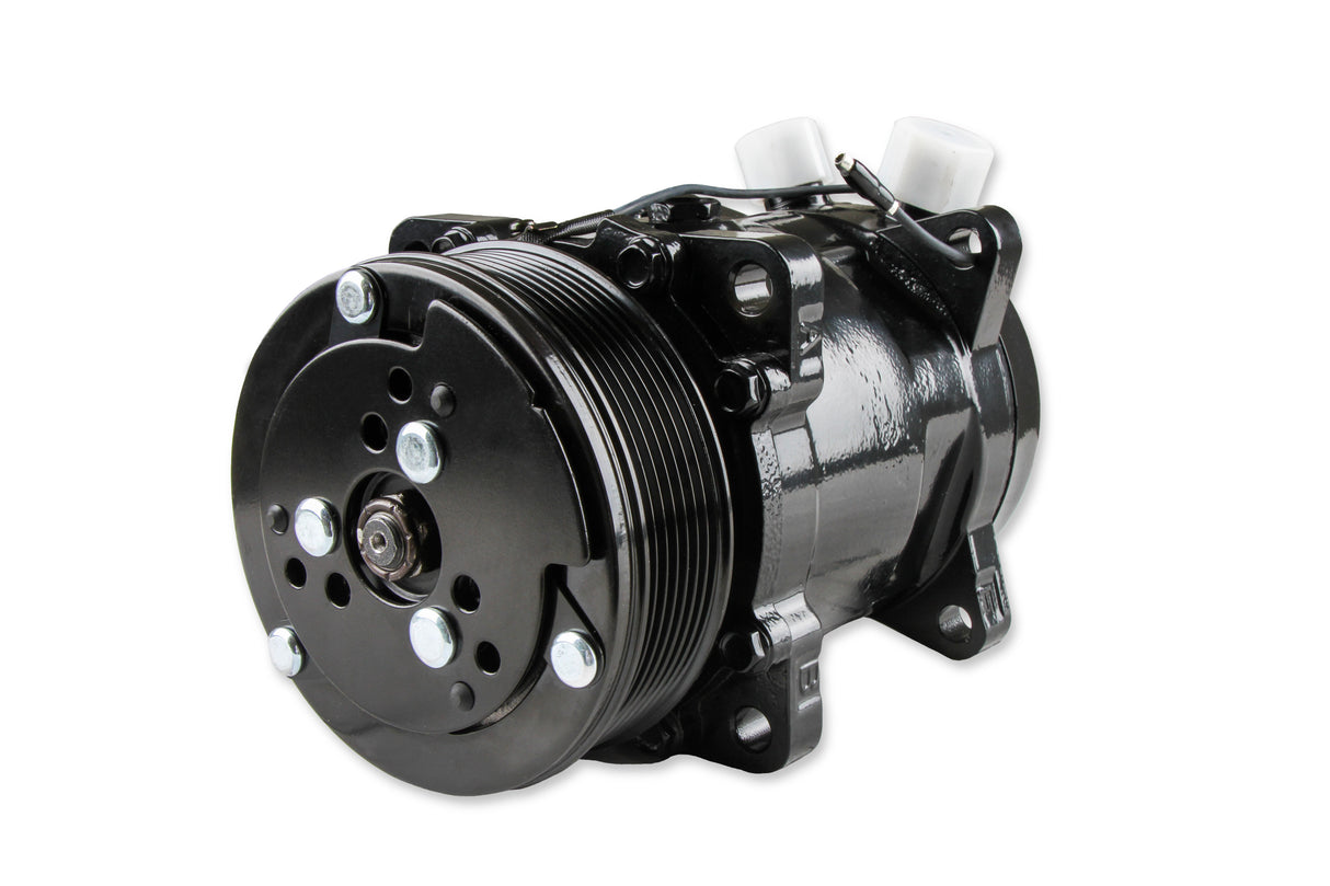 Holley 20-141BK LS High-Mount A/C Accessory Drive Kit - Includes SD508 A/C Compressor, Tensioner, & Pulleys- Black Finish