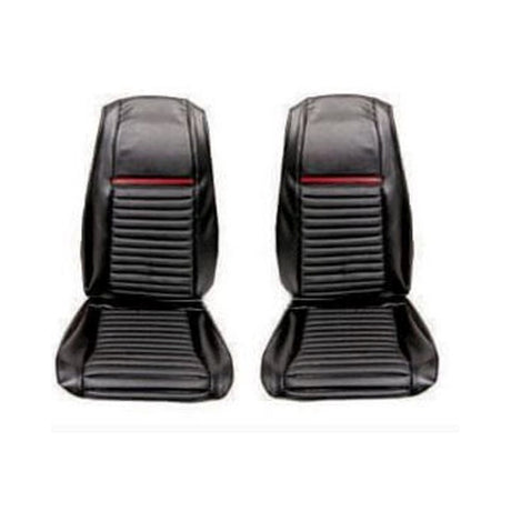 Scott Drake Mach 1 Front Bucket Seat Upholstery (Black/Red) - 69-M-BUCK-BK-RD